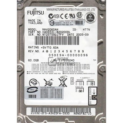 Жесткий диск Fujitsu CA06531-B20200DL 60Gb 5400 IDE 2,5" HDD