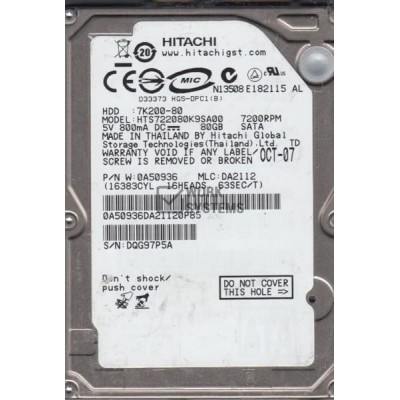 Жесткий диск Hitachi HTS722080K9SA00 80Gb 7200 SATA 2,5" HDD