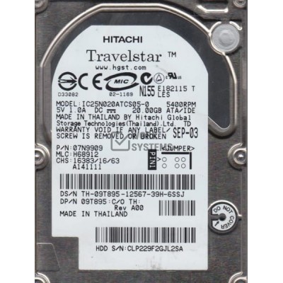 Жесткий диск Hitachi IC25N020ATCS05-0 20Gb 4200 IDE 2,5" HDD
