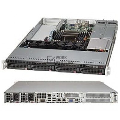 Supermicro 1U 4BAY 2X FH 1X LP MB750 W/ RPS F/ X9 MB [CSE-819TQ-R700WB+]