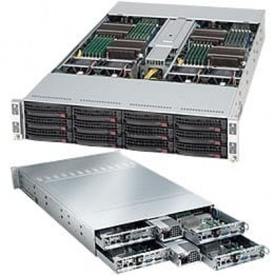 Supermicro Rackmount Enclosure - 2U - Rack-mountable - 12 Bays - 1200W - Black [CSE-827B-R1200B]