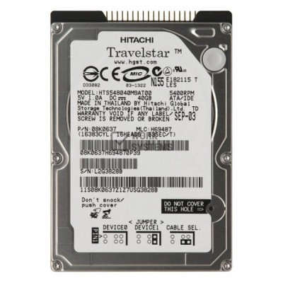 Жесткий диск Hitachi HTS548040M9AT00 40Gb 5400 IDE 2,5" HDD